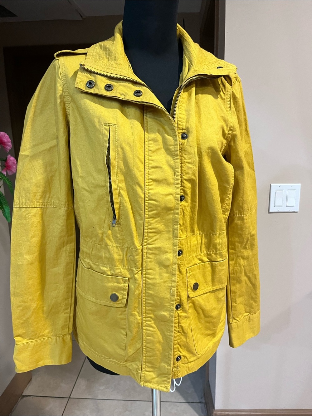 Love Tree Yellow Hooded Utility Jacket